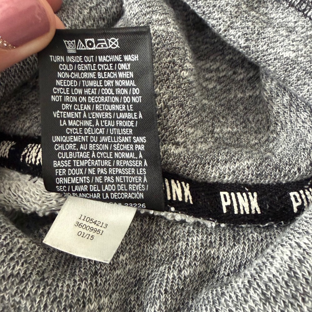 PINK Victoria's Secret Grey Funnel Neck Sweatshirt cowl neck hoodie - Picture 5 of 8